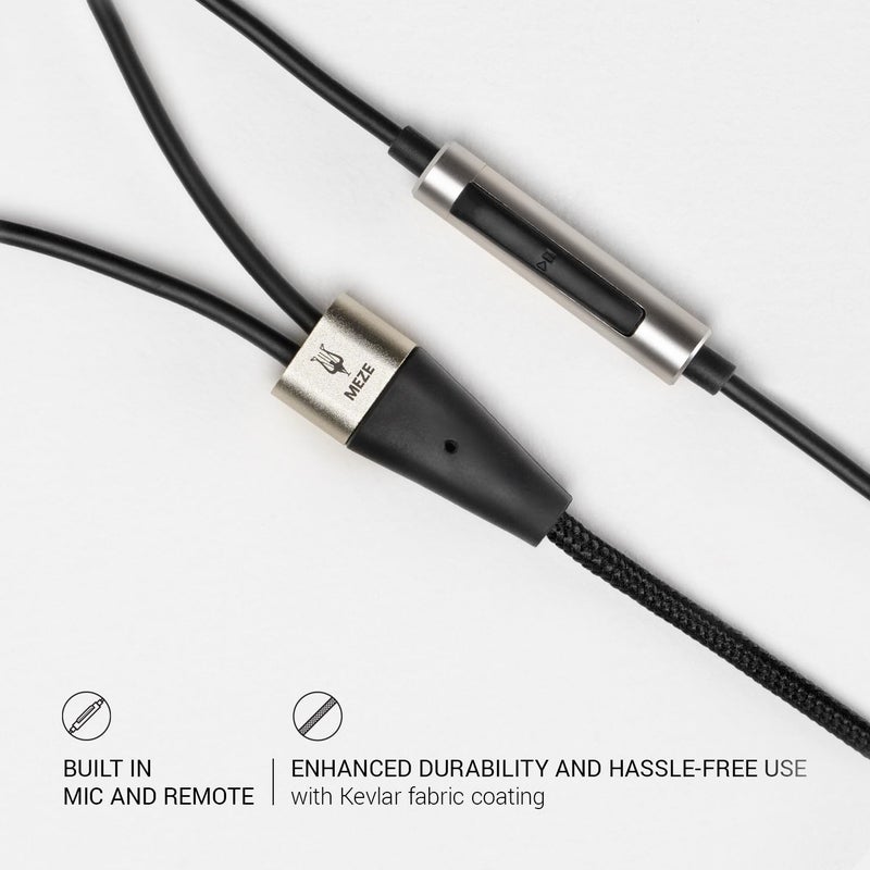 MEZE AUDIO | كابل بطول 1.2م مع ميكروفون وجهاز تحكم عن بعد ل99 كلاسيكيات الجوز الفضي | موصل ذكر 3.5 مم إلى ثنائي TS مونو 3.5 مم | قماش معزز بكيفلار | نحاس خالي من الأكسجين - Image 3
